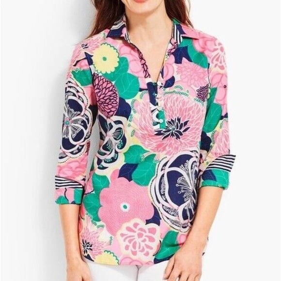 Talbots Floral Popover Textured Lightweight Top Pink Women's Plus Size 2X H14153 - Picture 12 of 12